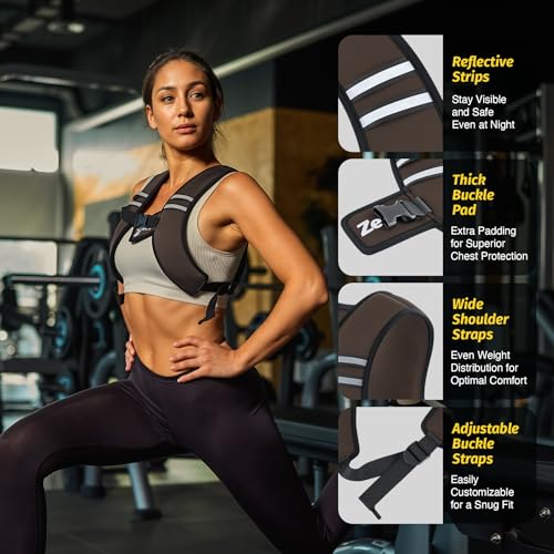 Image of ZELUS Weighted Vest, Washable Z-Fit Soft Iron Weighted Vest for Women and Men, 5 /10 /15 lb Weight Vest with Reflective Strips & Adjustable Straps, Ultra Thin Weight Vest for Gym Strength Training