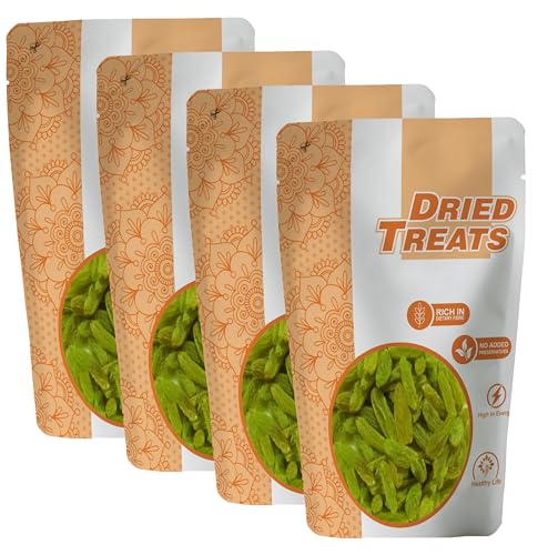 Image of Dried Treats Dried Fruits Nuts And Seeds (Green Raisins /Kishmish, 1000G (4X250Gm))
