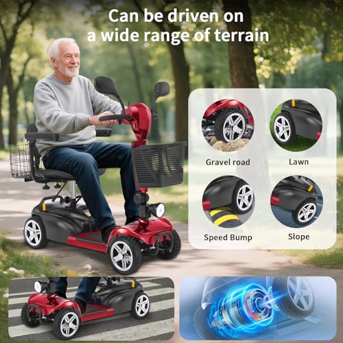 Image of Mobility Scooter for Seniors /Adults,20 /35 Miles up to 300lbs Capacity, 4 Wheels Mobility Scooters 350W 7MPH,USB Charging Detachable Lithium Battery with Rear Mirror