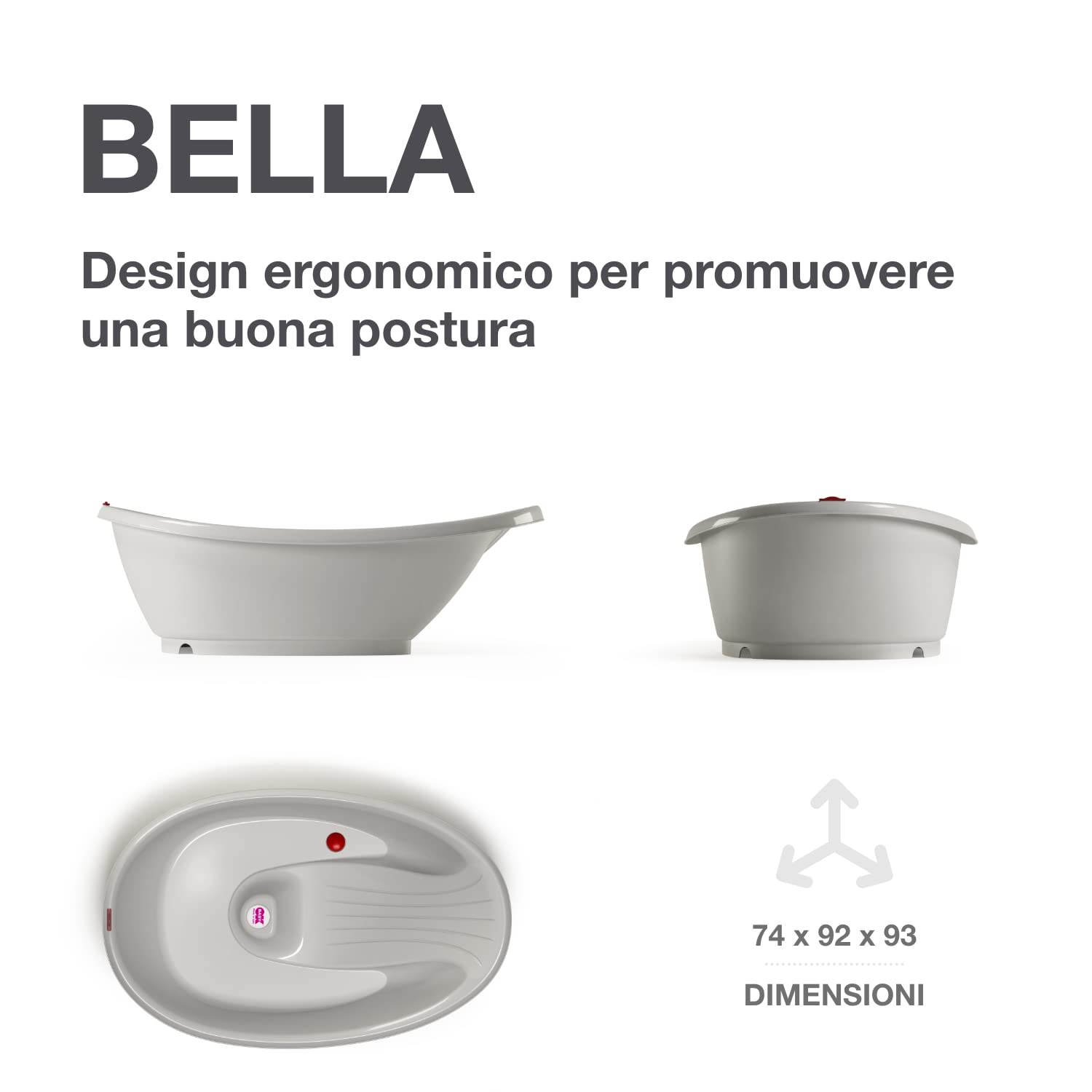 OKBABY Kit Vaschetta Bella e Cavalletto di Supporto - per il Bagnetto del Neonato 0-12 Mesi - Vaschetta Grigia
