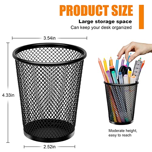 Pen Holder, Mesh Pencil Pen Holder Cup, For Desk Office Pen Organizer, Black Round Pencil Holder For School, Home, Office And Other Office Desk Organizers (6 Pack) #TOP1