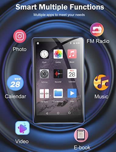 Mp3 Music Player With Bluetooth,4“ Full Touch Screen Mp3 Mp4 Player With Fm Radio Portable Hifi Sound Music Player With Clock, Recording, E-Book, Calendar, Max Support 128Gb Tf Card For Kids,Jogging #TOP6