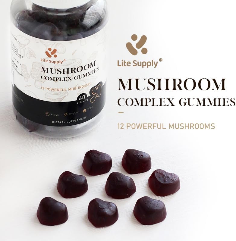 Miniatura 6 de Gomitas complejas de hongos de melena de león, hongo potente 12 en 1 - Malitake, Shiitake, Reishi, Cordyceps, Chaga, cola de pavo, botón blanco,