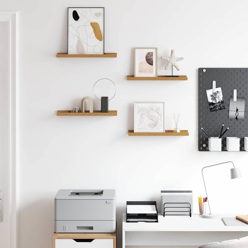 Set di 4 mensole da parete beige, 40 x 9 x 3 cm, moderne mensole sospese in legno, minimalista, per soggiorno, camera da letto e ufficio, portata fino a 5 kg per ripiano