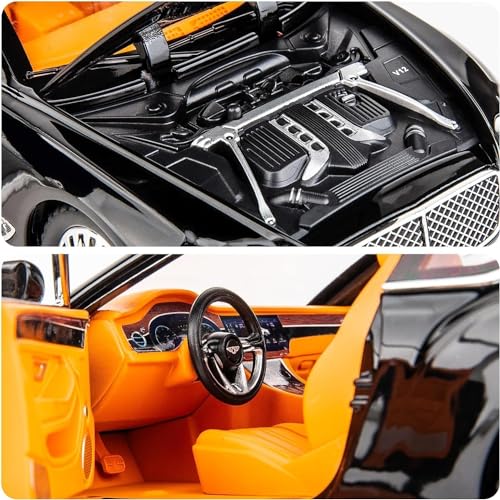 Image of 1:24 Bentley Continental GT Scale Die-cast Alloy Pull Back Toy Car for Kids Openable Doors Light & Music Big Size Metal Vehicle Realistic Model Car for Boys and Girls Gift Idea (Black)