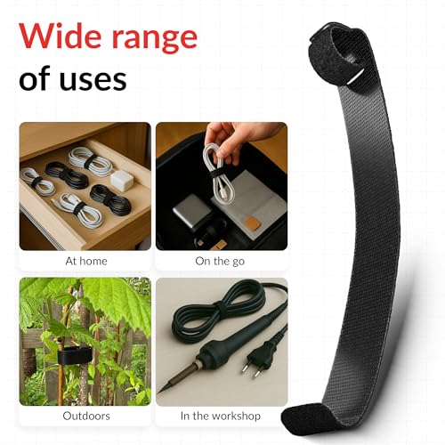 Serre-Câbles Auto-Agrippants LTC BASIC STRAPS Noirs 17 cm | Lot de 50 - 6