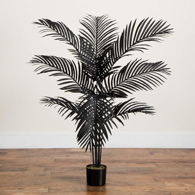 Nearly Natural 4ft Artificial Halloween Black Paradise Palm Tree - Indoor Decor for Spooky Holiday Vibes