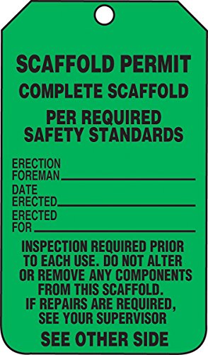 Étiquettes d'échafaudage de sécurité TRS326CTP pour inspection et permis
