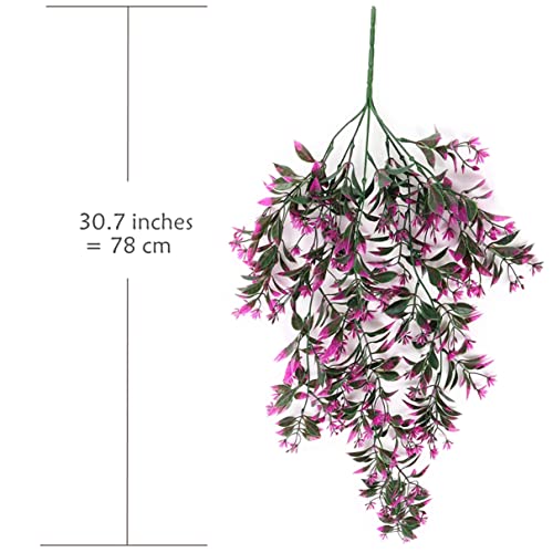 Artificial Hanging Vine, Fake Plants Weeping Willow Vines Plastic Plants Greenery Faux Ivy Uv Resistant For Indoor Outdoor Garden Door Wall Baskets Wedding Party Table Decor Decoration Fuchsia 4 Pcs #TOP4