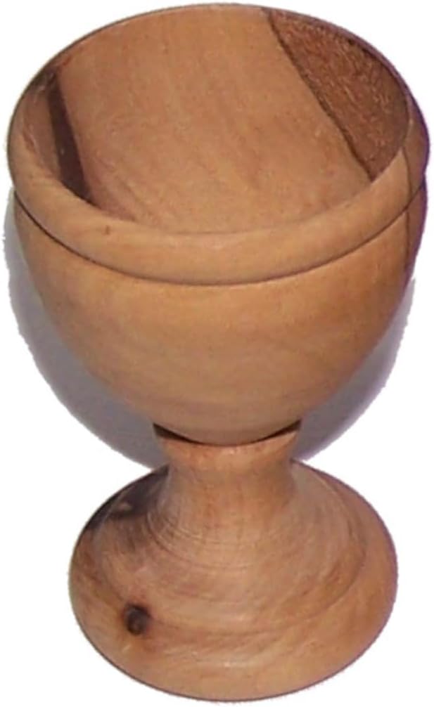 Holy Land Market Communion Wine Cup - Olive Wood-MED (3 inches tall). Great details and work on each.