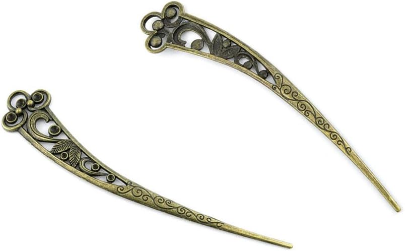 Price per 20 Pieces Antique Bronze Jewelry Making Charms Findings Supplies 04782 Hairpin Head Pins Craft Ancient Repair Lots DIY Pendant Vintage
