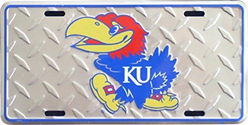 Hangtime University of Kansas - Kansas Jayhawks Diamond Emboss Metal License Plate 6 x 12 image 2