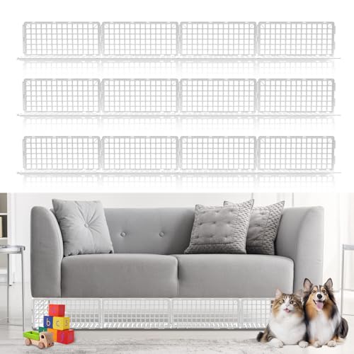 HONKID Under Couch Blocker 12 Pack, Under Bed Blocker Prevents Toys & Pets Under Furniture, Ideal for Living Room, Bedroom (6.7\" H x 14.5\" L) White