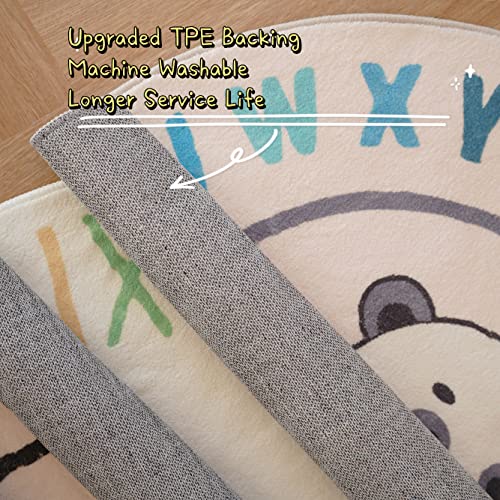 Shipkey Round Rugs, Round Play Rugs For Kids, Colored Alphabet Nursery Area Rug, Kids Bedroom Rug, Non-Slip Mat, Carpet For Living Room (3.3 Feet) #TOP6