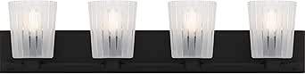 Quoizel Gray Bath Vanity Light, 32 Inch 4-Light Bathroom Fixture, Matte Black Transitional Bath Light, 100W, for Bathroom, Bedroom or Kitchen