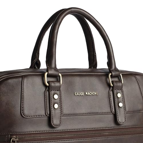 Image of Gauge Machine Messenger Bag for Men & Women - Vegan Leather Office Laptop Bag | Fits up to 16 Inch Laptop | Water-Resistant, 30L Capacity, Padded Compartment