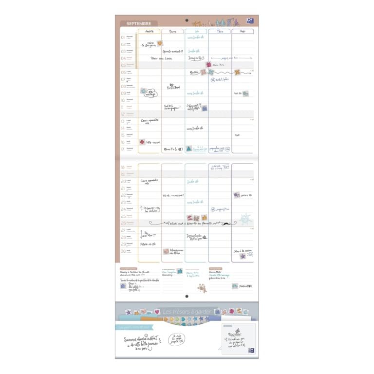 Blumie Shop Set of Family Calendar "Bien S'Organise" September 2024 to December 2025 + 1 Blumie Index (30 x 30 cm, 16 Months, White) - Image 3