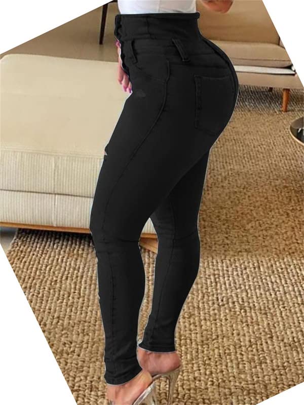 Andongnywell Women Button High Waist Skinny Jeans Colombian Design Butt Lift Jeans Plus Size Stretch High Rise Skinnys4