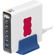 Haribo 240W GaN Charging Station, 6-Port USB-C & USB-A Charger, PD 3.1 140W & QC 5.0, Compatible with MacBook, iPhone, Galaxy, Pixel, iPad, Tablets
