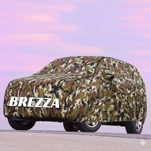 Image of Kayme UltraShield All Weather Premium vitara brezza Car Cover 6-Layer Waterproof Fabric, UV & Heat Reflective - Rain, Sun & Dust & Bird‐Dropping Resistant, Indoor /Outdoor Full Body Protection - Jungle