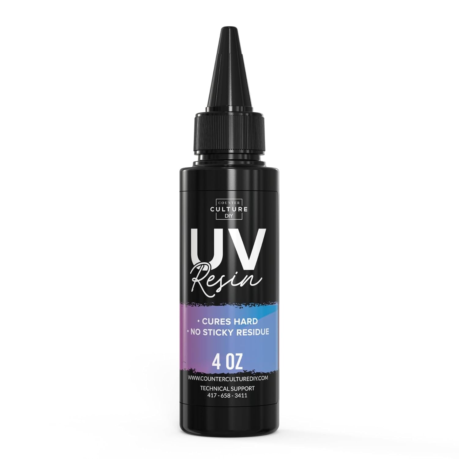 Counter Culture DIY Clear UV Resin, 4 oz Bundle 24 W UV Lamp Included, Quick Art Supplies for Coating & Casting, Great for Jewelry, Keychains - Epoxy Glue Cures Hard, No Sticky Residue