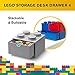 ROOM Copenhagen Lego Storage Brick 4 Desk Drawer, 4-Stud Stackable Tabletop Storage Box, 6.2 x 6.2 x 4.4 in, Stone Grey
