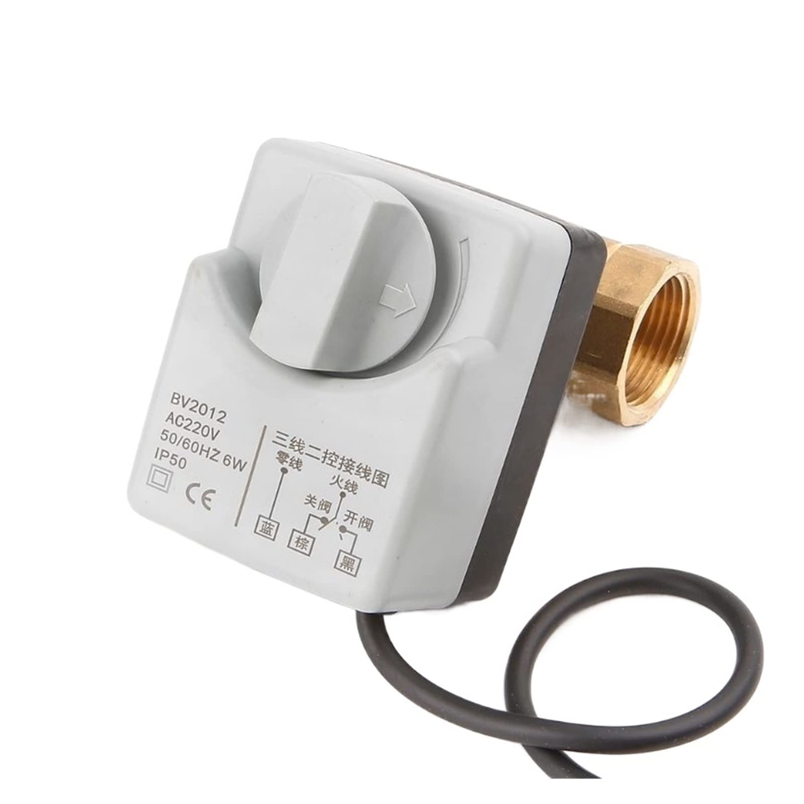 QRUYHBAJU Withstand high Pressure and Temperature Extremes 2 Way 3 Wires BV2012 Brass Motorized Ball Valve Electric Actuato with Manual Switch AC220V DN15 DN20 DN25(DN15)