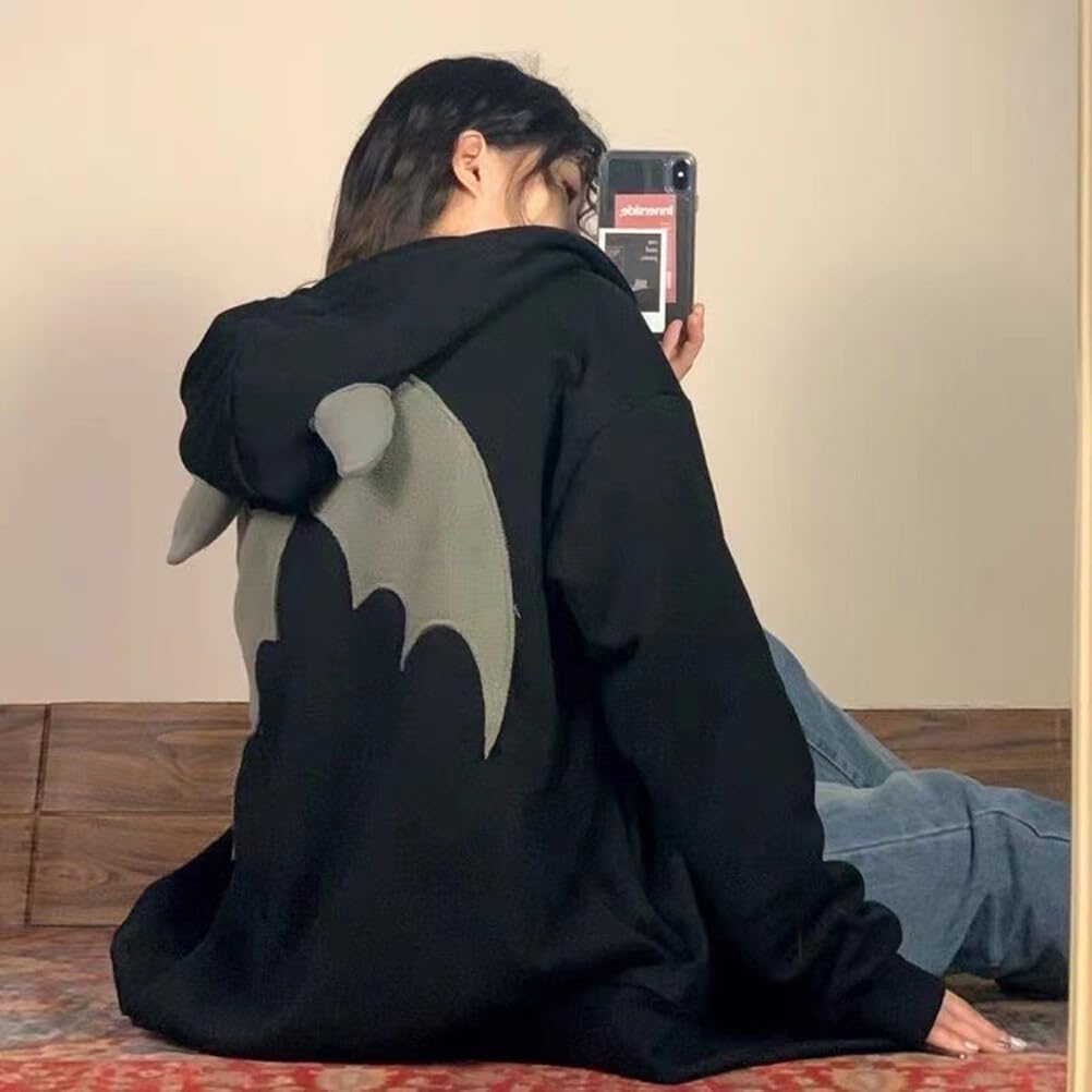 YEMOCILE Women Devil Wing Hooded Sweatshirt Casual Loose Long Sleeve Hoodies Pullover Tops - Image 6