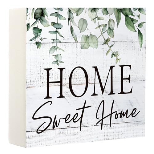 Home Sweet Home Sign Rustic Wooden Decor, Farmhouse Homes Decorations Sign for House Bedroom Living Room Kitchen Tabletop Shelf Table, House Warming Gifts New Homes-148