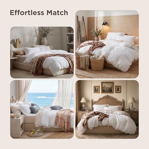 Image of Bedsure White Super King Duvet Cover - 3 Pieces Prewashed Cotton-Like Extra Soft Bedding Set, Includes 1 Duvet Cover 108x98 Inches with Zipper Closure & 2 Pillow Shams, Comforter Not Included
