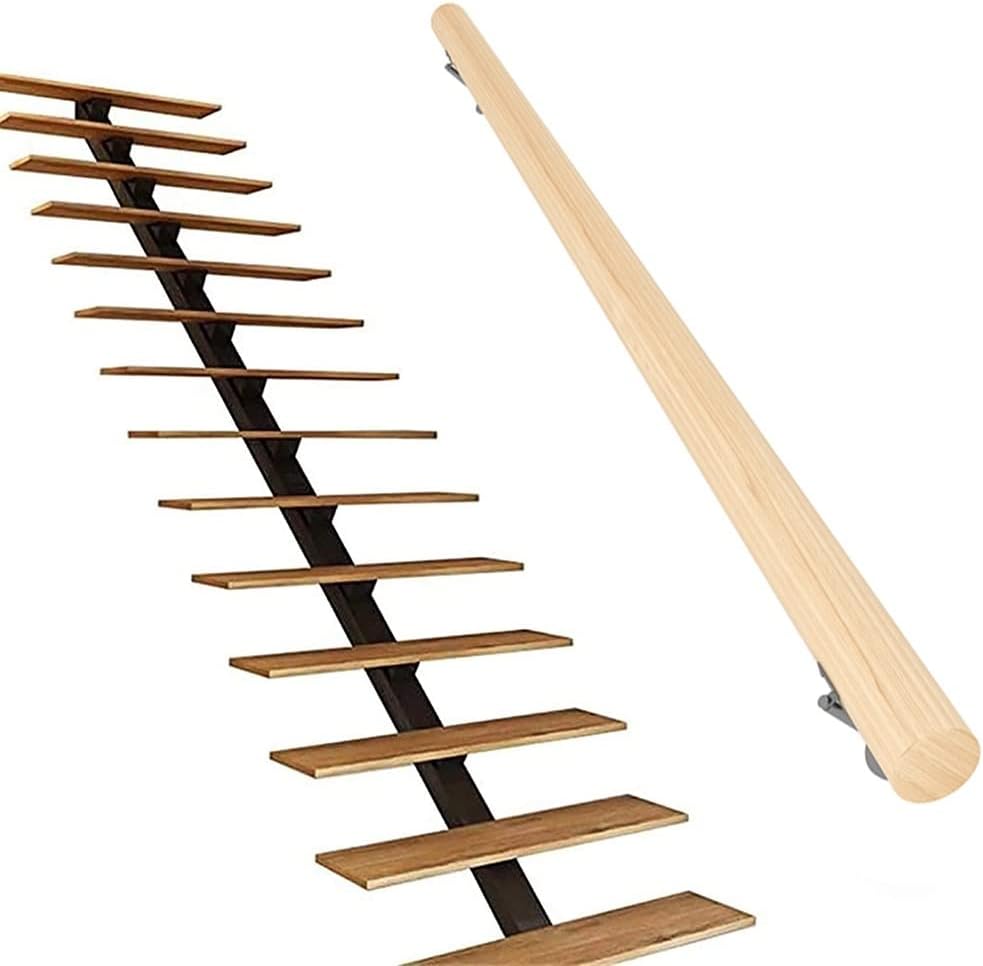 MObyat Handrail, Non-Slip Handrails Wooden Wall Mounted Stair Handrail Safety Hand Rail Round Staircase Handrail Banister Fit Elderly/Kids/Disabled (Size : 80CM/2.6FT)