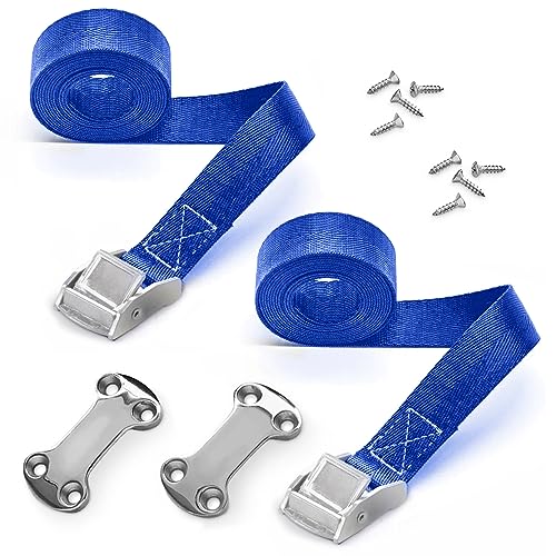 ALIENSX Cooler Tie Down Kit, Cooler Tie Down Straps for RTIC YETI Coolers, Cam Buckle Lashing Straps, Secure to Boats, Trailers, Trucks, ATVs and More, Prevent from Slipping (Blue)