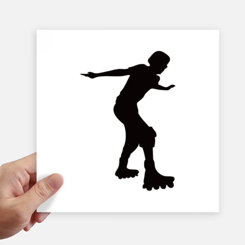 Silhouette de patinage pour personnaliser une valise ou un pc portable grand sticker carré noir