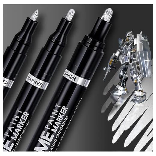 ZOET 3PK Mirror Chrome Marker Chrome Pen | Chrome Paint for Any Surface | Chrome Marker Paint Pen for Repairing, Model Painting, Marking or DIY Art Projects| Permanent Liquid Mirror (0.7|1|3mm Tips)
