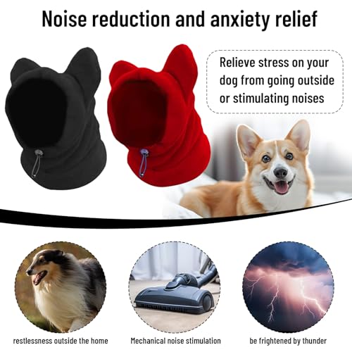 2 Stück Hundemütze, shallyong Hundewarme Kopfbedeckungen, Winter Haustier Schal, Kostüm Hund, Hunde Geschenke, Hunde Warm Halten Zum Wandern und Camping, Schwarz S