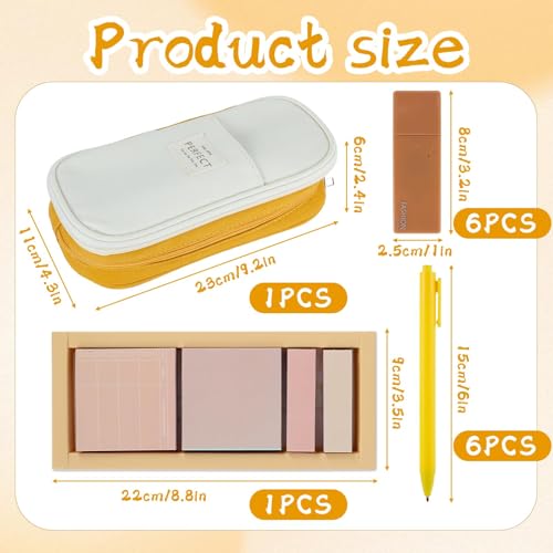 YLOLUL Conjunto de artigos de papelaria estéticos de cor laranja, material escolar, com estojo fofo