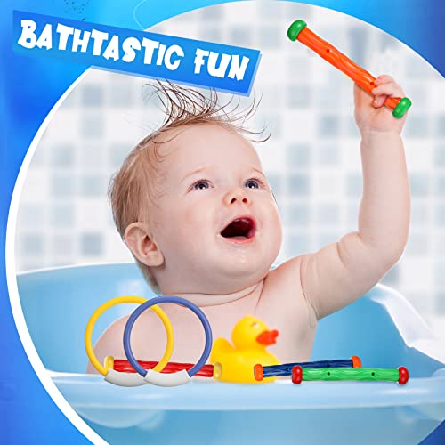 18 Pack Pool Diving Toys Swimming Pool Toys Swim Toys Including 10 Pcs Diving Sticks And 8 Pcs Diving Torpedo Bandits/ 8 Pcs Diving Rings For Learning To Swim, Easy To Find And Grab (Dive Rings) #TOP3
