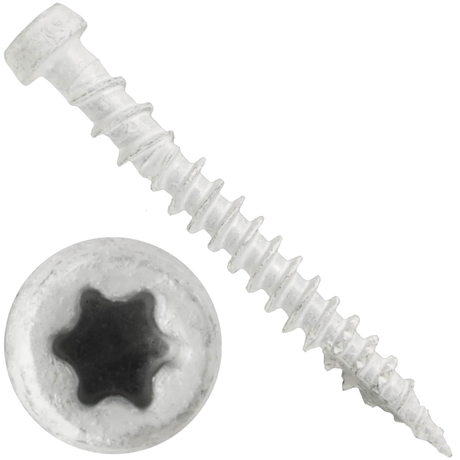 Jake Sales #10 x 1-3/4" White Composite Decking Exterior Coated Wood Screw Torx/Star Drive Head - AQC Lumber Compatible (5 POUNDS ~655 Screws)