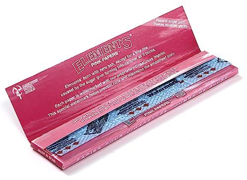 ELEMENTS - Papel de liar King Size Slim - Papel rosa - Display de 50 librillos