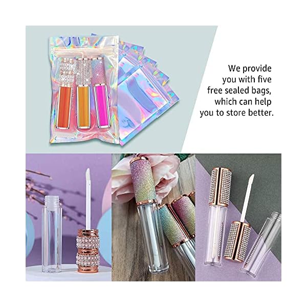 20-Pack-Diamond-Lip-Gloss-Tubes-with-Wand-5ml-Empty-Rhinestone-Lip-Gloss-Containers-Cute-Lipgloss-Bottles-Crystal-Lip-Gloss-Supplies-Kit-2pcs-Syringes-5pcs-Mylar-Bags-Labels-for-DIY-Lip-Gloss-Base AMORIX 20 Pack Diamond Lip Gloss Tubes with Wand 5ml Empty Rhinestone Cute Lipgloss Bottles/Containers Crystal Lip Gloss Supplies Kit + 2pcs Syringes + Labels for DIY Lip Gloss Base