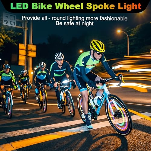Quwem 4PCS LED Bike Wheel Spoke Lights, Multicolour LED Neon Tire Flash Lamp 3 Flashing Modes Waterproof Color Changing Light Bicycle Accessories Easy to Install Outdoor for Adults and Kids at Night - Image 3