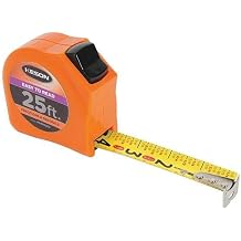 Keson PGTFD25V Short Tape Measure with Nylon Coated Steel Blade and Toggle Lock Graduations Fractional & Decimal, 25 ft. Length x 1" Width