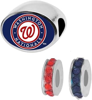 WORLD SERIES Champs 2019 Washington Nationals Double-Sided Charm Bead Fits Compatible With Pandora Style Bracelets. Includes 2 free spacer beads