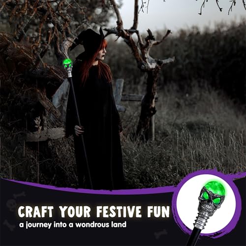 image for Spooktacular Creations Halloween Skull Ball Staff Vintage Cane, Magic 
