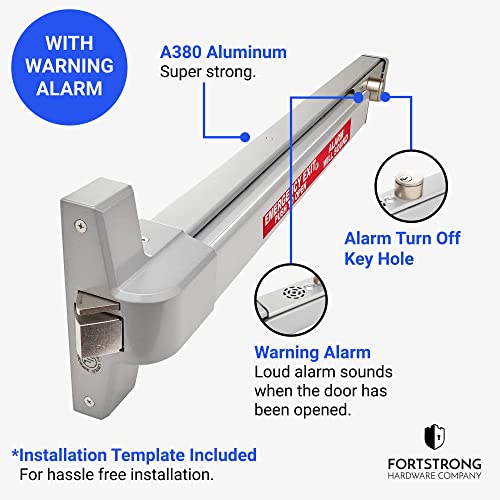 Alarmed Commercial Push Bar Exit Device - Fh-1550A Panic Bar Loud Warning Strike Bar With Warning Stickers - Ul Parts - Easy Installation #TOP1