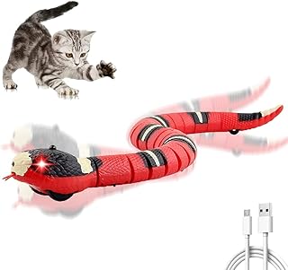 LYPPUL Smart Sensing Snake Toy, Electric Snake Toy, Red, Intelligent Snake Toy with USB Cable for Prank, Children, Pets Interactive Toy