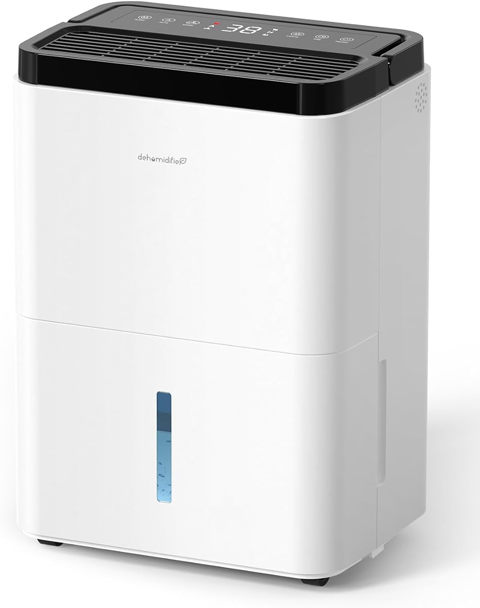 3000 Sq.Ft Dehumidifiers for Home with Drain Hose 35 Pints, Compressor Dehumidifier Smart Humidity Control, 3 Modes, 24H Timer, Auto-Defrost, Dry Clothes Dehumidifiers for Basement Bathroom Bedroom