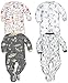 Sibinulo Nino Nina Pijama Bebé Pelele de Algodón Pack de 4 Autos Ratones Cosmos y Elefantes Negros 74(6-9 Meses)