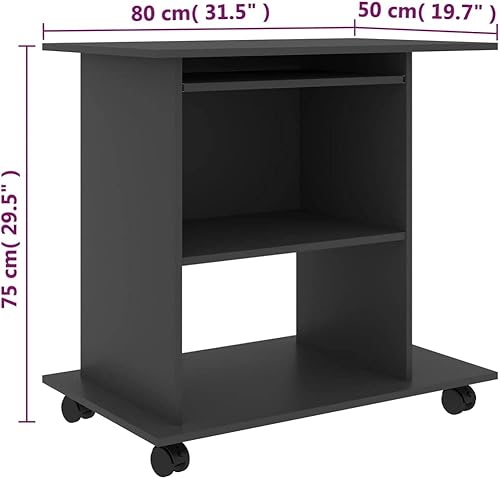 Miniatura 2 de Escritorio para computadora gris de 31.5 x 19.7 x 29.5 pulgadas, aglomerado, escritorio de oficina, escritorio de oficina en casa, escritorio de