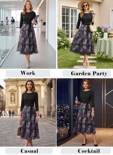 Image of VFSHOW Womens Work Business Casual Church Pockets Belted A-Line Midi Dress